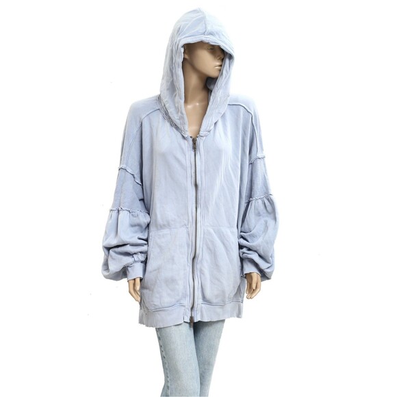 Free People Oversized Ribbed Sweatshirt Top Balloon Sleeve Slouchy M New 283628 - Picture 1 of 9